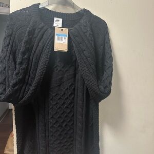 Nike Mens Logo Black Cable Knit Sweater